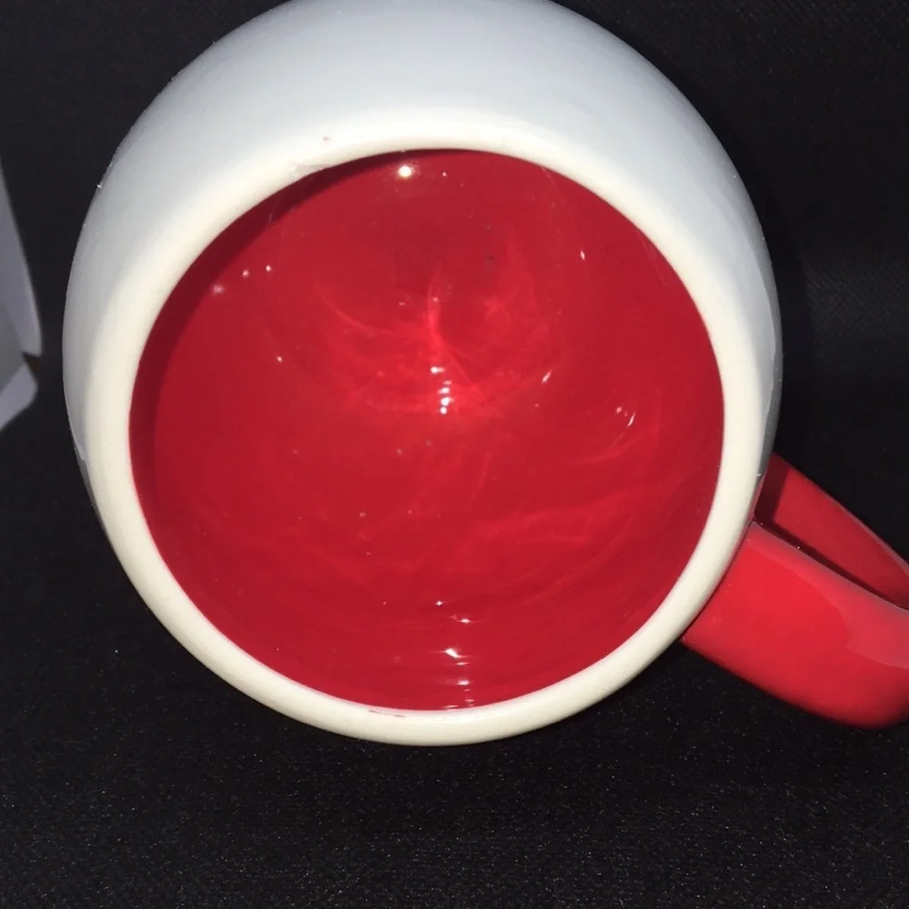 Vintage Magenta Snowman Mug Red and White